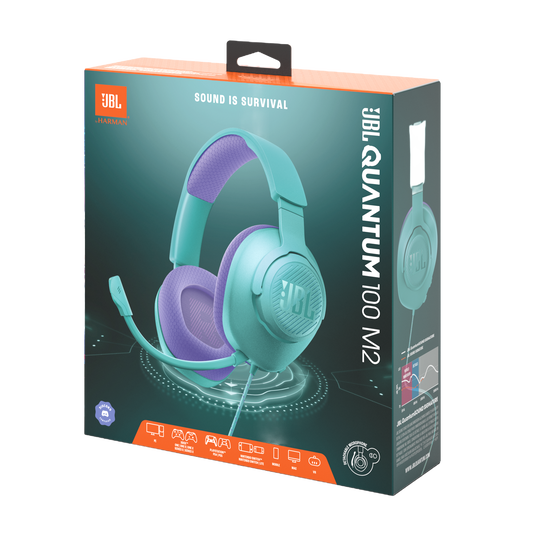 JBL Quantum 100M2 - Cyan - Wired over-ear gaming headset with detachable mic and mute option - Detailshot 15
